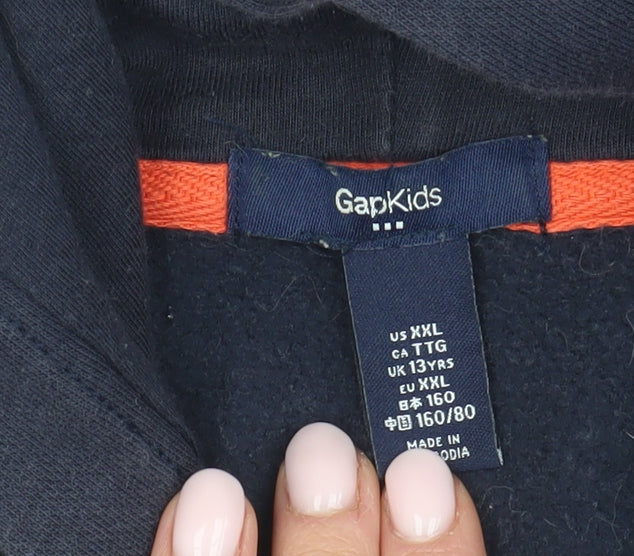 GAP Boys Black Full Zip Logo Hoodie, 13 Years, Casual Essential