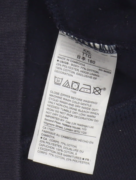 GAP Boys Black Full Zip Logo Hoodie, 13 Years, Casual Essential