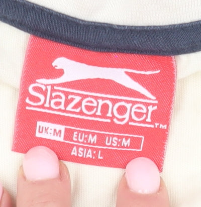 Slazenger Men's Beige V-Neck T-Shirt Medium