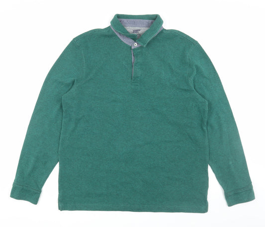 Mens UK Size XL Lands' End Green Henley Sweatshirt
