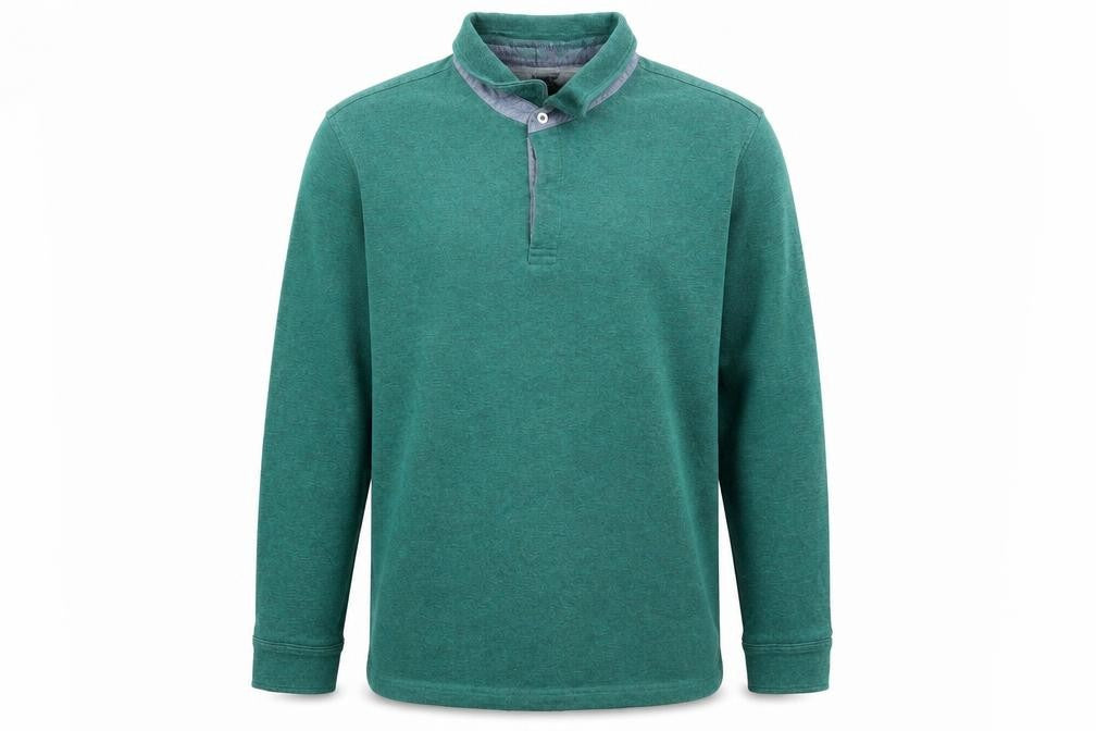 Mens UK Size XL Lands' End Green Henley Sweatshirt
