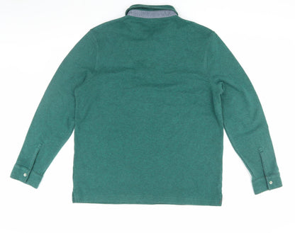 Mens UK Size XL Lands' End Green Henley Sweatshirt