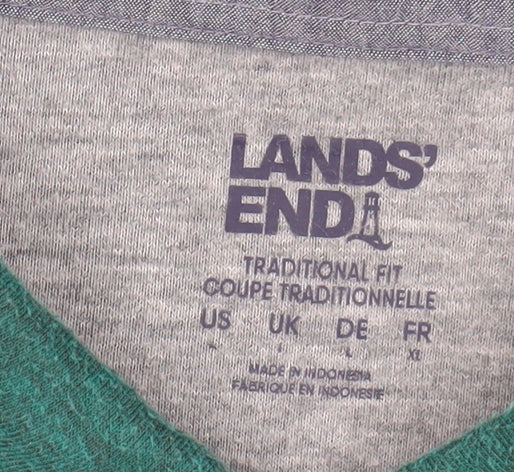 Mens UK Size XL Lands' End Green Henley Sweatshirt
