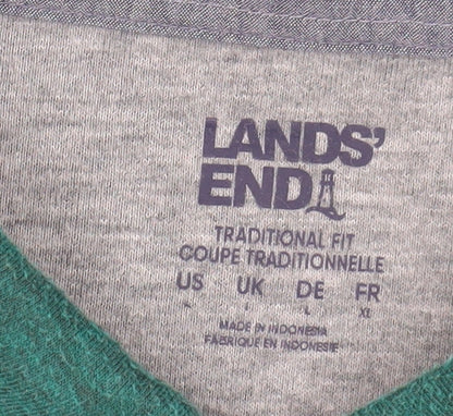 Mens UK Size XL Lands' End Green Henley Sweatshirt