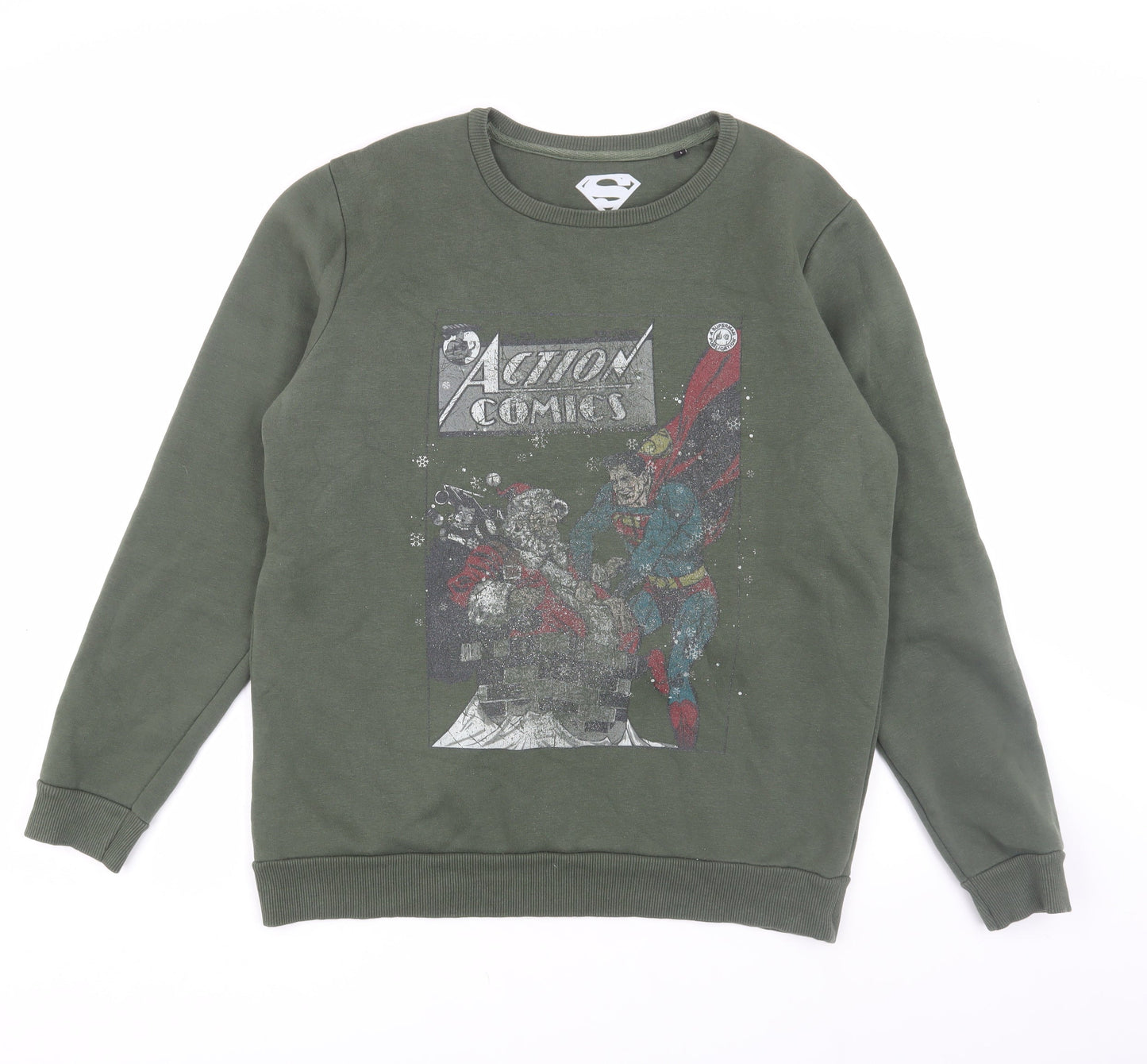 Superman Men's Green Pullover Sweatshirt L