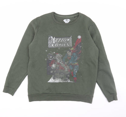 Superman Men's Green Pullover Sweatshirt L