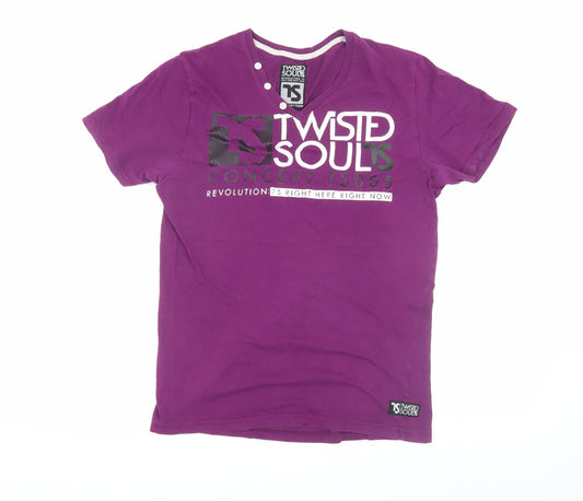 Twisted Soul Men's Purple Graphic T-Shirt L