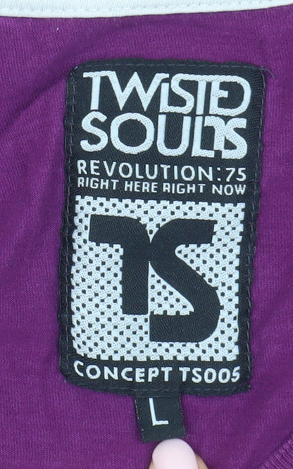 Twisted Soul Men's Purple Graphic T-Shirt L