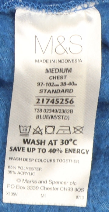 Mens UK Size M Marks and Spencer Blue 1/2 Zip Sweatshirt