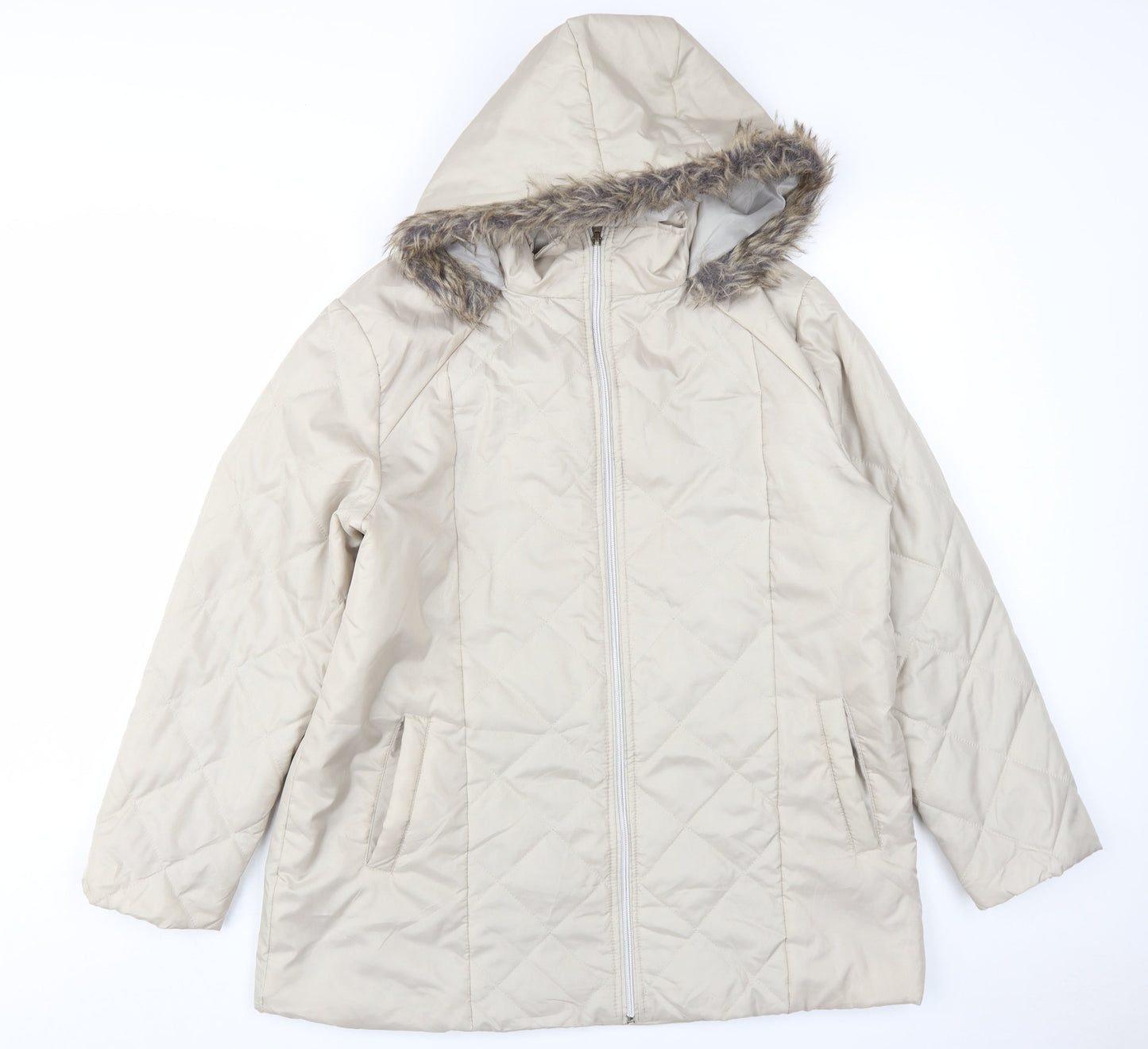 Womens UK Size M Anne De Lancay Beige Puffer Jacket