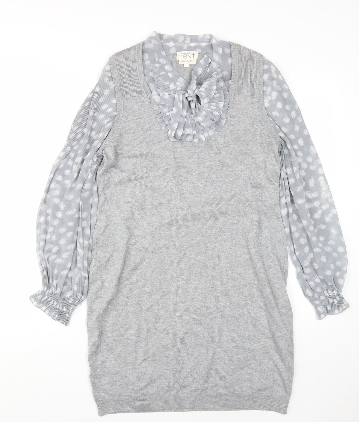 Next Women’s Grey Polka Dot Jumper Dress, Size 14