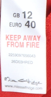 Miss Selfridge Women's Red A-Line Dress, Size 12