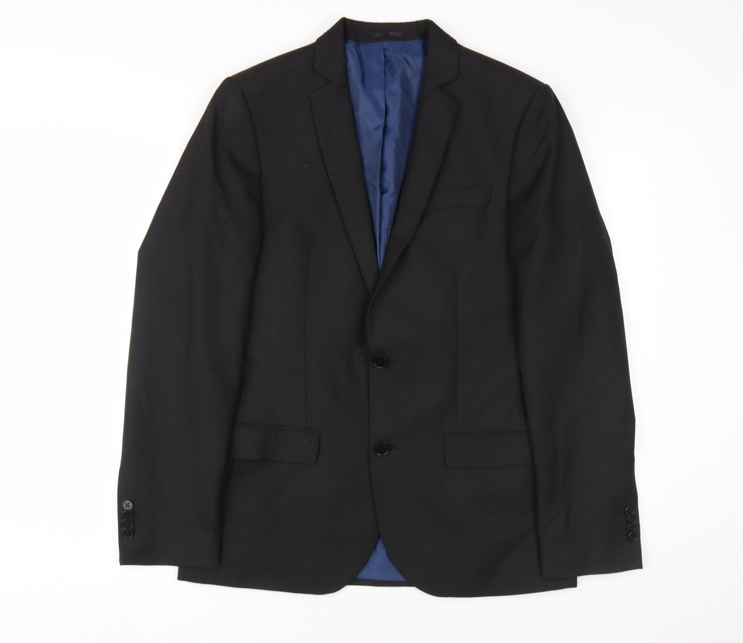 Mens UK Size 38 River Island Regular Black Suit Jacket