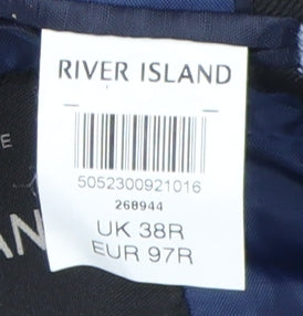 Mens UK Size 38 River Island Regular Black Suit Jacket