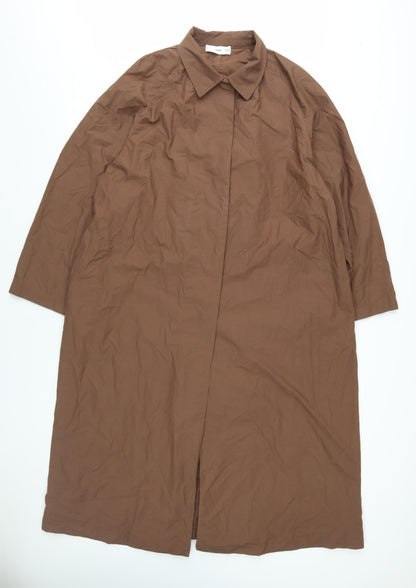 MNG Women's Brown Collared Long Shirt Dress XS
