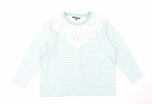 Bonmarché Women's Blue Striped Lace Pullover - Size 16
