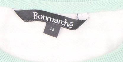 Bonmarché Women's Blue Striped Lace Pullover - Size 16