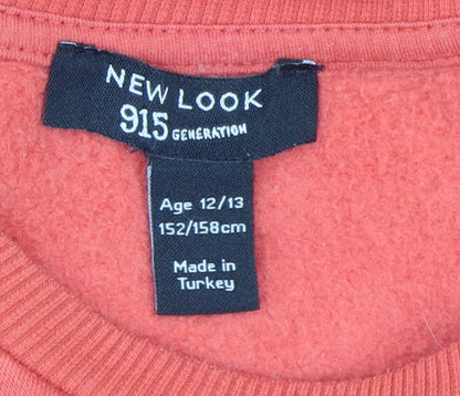New Look Girls Red Pullover Sweatshirt Size 12-13, USA Graphic