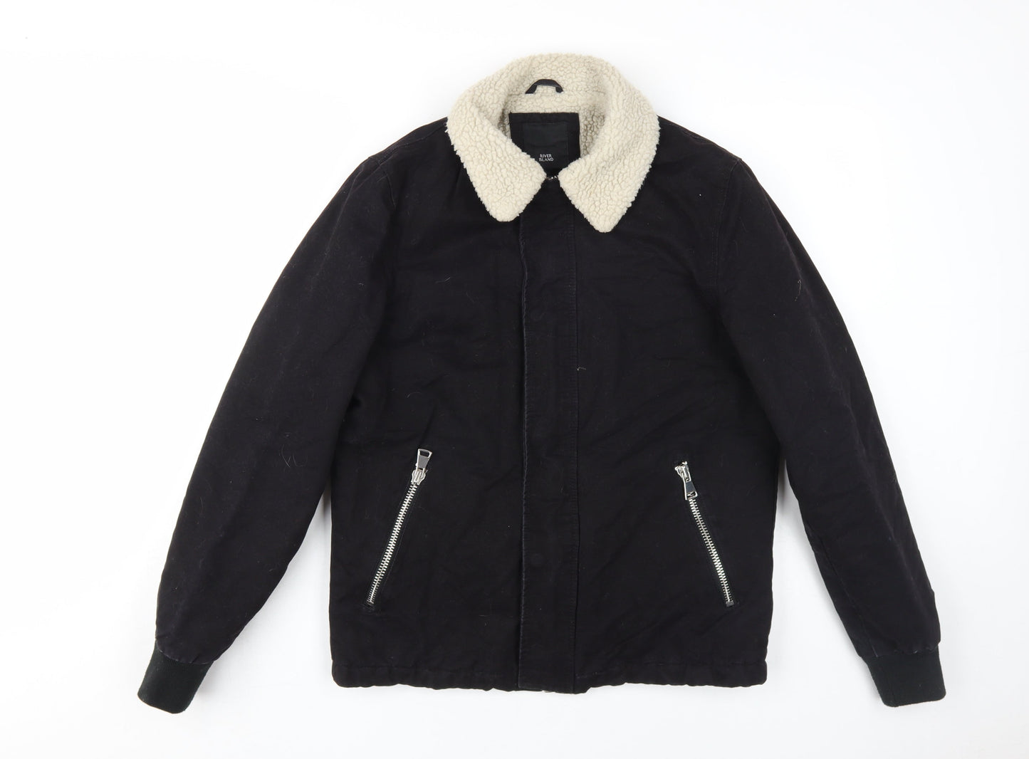 Mens UK Size S River Island Black Bomber Jacket