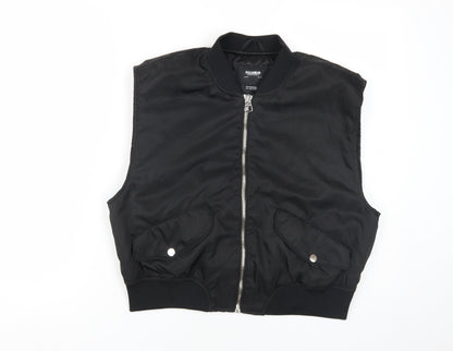 Pull & Bear Unisex Black L Waistcoat with Zipped Pockets