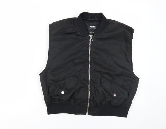 Pull & Bear Unisex Black L Waistcoat with Zipped Pockets
