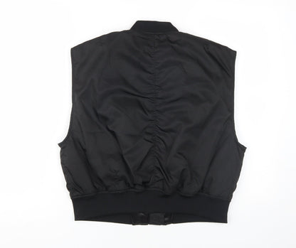 Pull & Bear Unisex Black L Waistcoat with Zipped Pockets