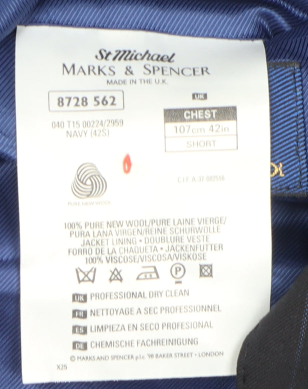 Mens UK Size 42 Marks and Spencer Regular Blue Suit Jacket