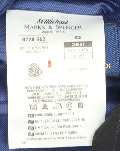 Mens UK Size 42 Marks and Spencer Regular Blue Suit Jacket