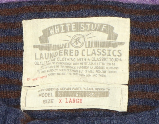 White Stuff Men's Blue Wool Henley Jumper XL