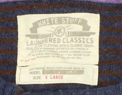 White Stuff Men's Blue Wool Henley Jumper XL