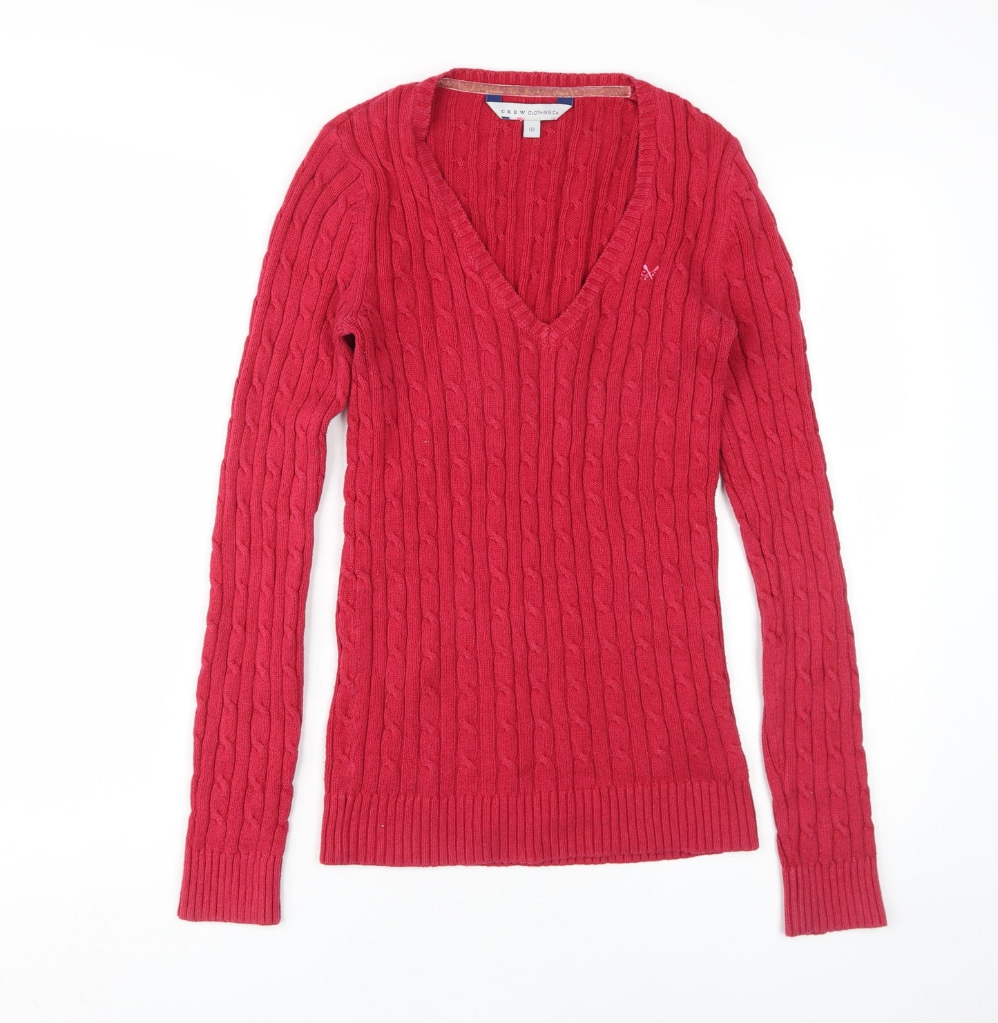 Crew Clothing Women’s Red Slim V-Neck Pullover Size 10
