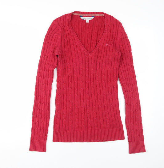 Crew Clothing Women’s Red Slim V-Neck Pullover Size 10