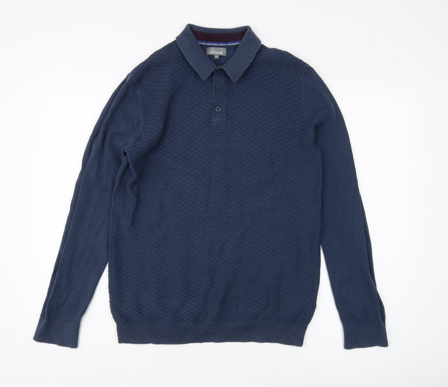 Linea Men's Blue Collared Pullover Jumper M