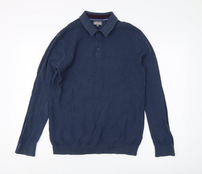 Linea Men's Blue Collared Pullover Jumper M