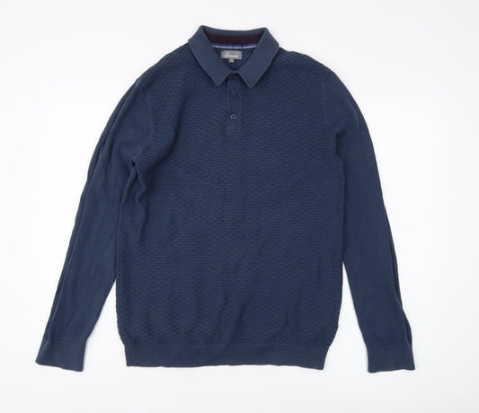 Linea Men's Blue Collared Pullover Jumper M
