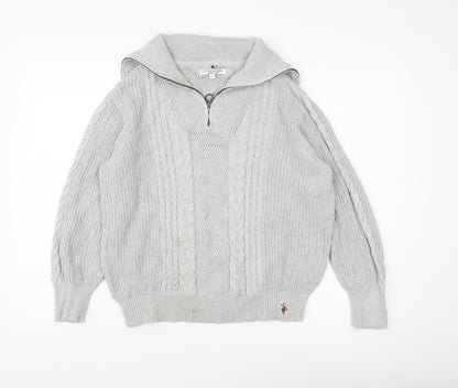 Womens UK Size 10 U.S. Polo Assn. Grey Full Zip Jumper