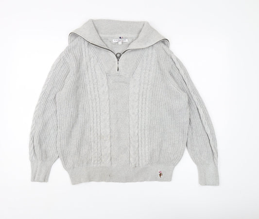 Womens UK Size 10 U.S. Polo Assn. Grey Full Zip Jumper