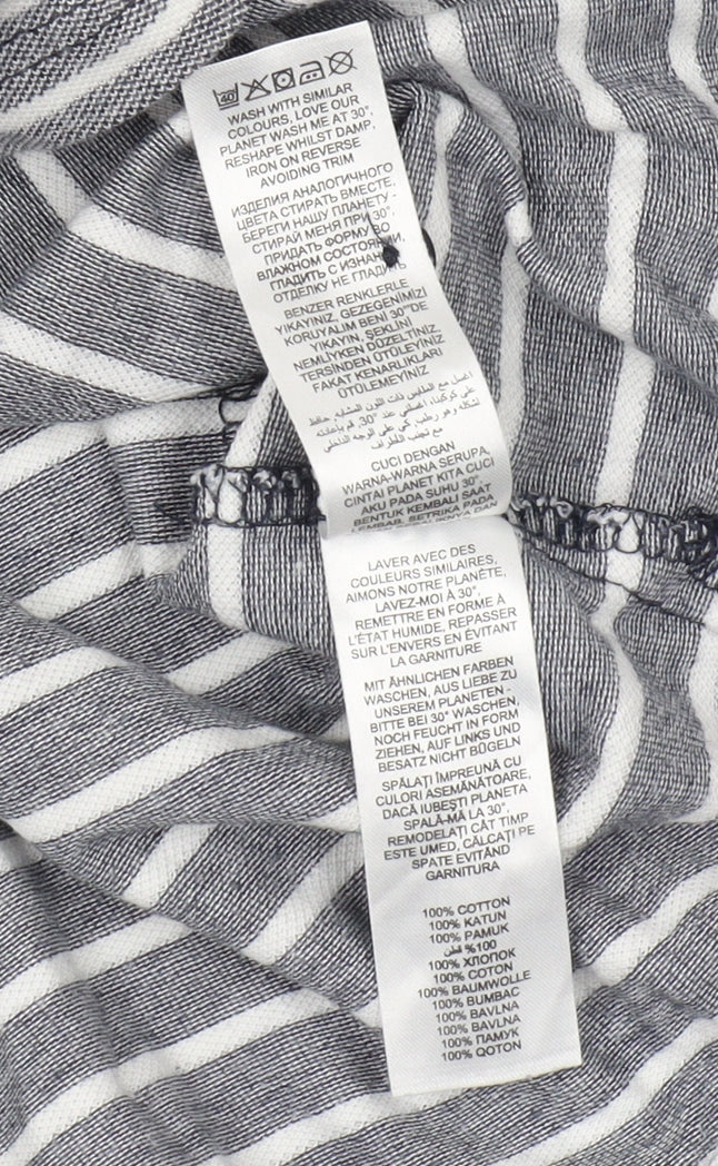 Jasper Conran Men's Grey Striped Cotton Polo L