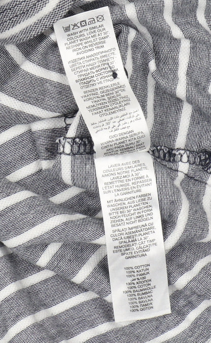 Jasper Conran Men's Grey Striped Cotton Polo L