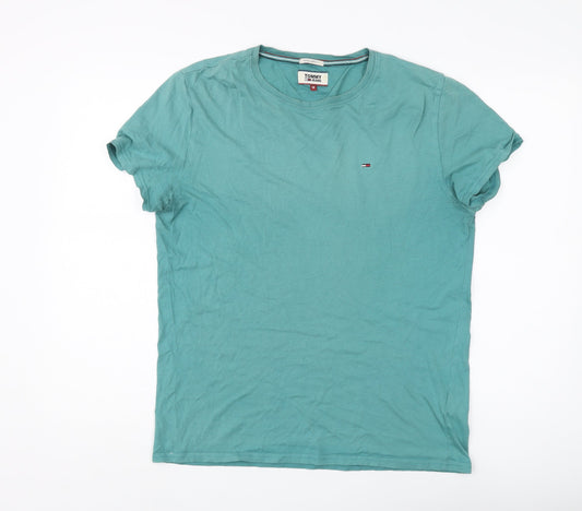 Tommy Jeans Men's Green M Cotton T-Shirt Regular Fit