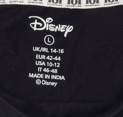 Womens UK Size L Disney Black Basic T-Shirt