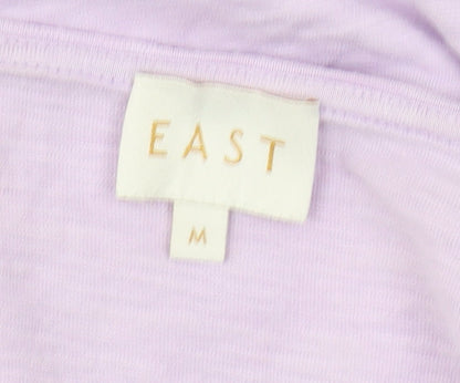 East Women's Purple V-Neck Lace Hem Blouse Size M