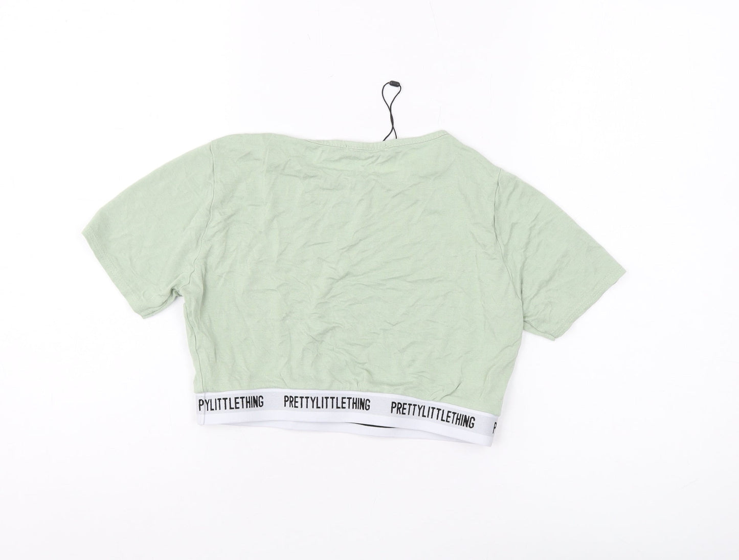 Womens UK Size 12 PRETTYLITTLETHING Green Cropped T-Shirt
