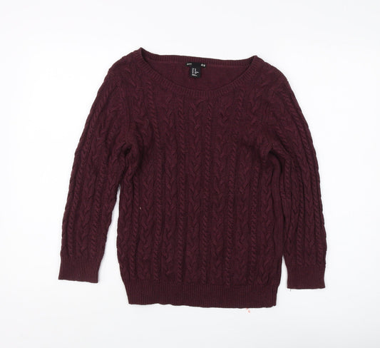 H&M Women's Purple XS Cable Knit Pullover Jumper