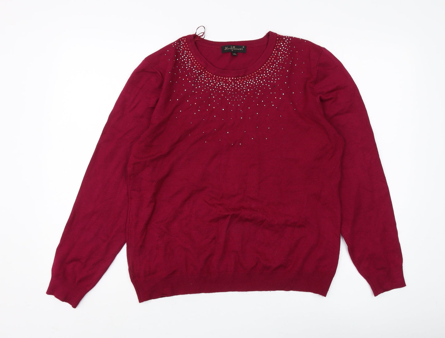 Womens UK Size L Mudflower Red Pullover Jumper