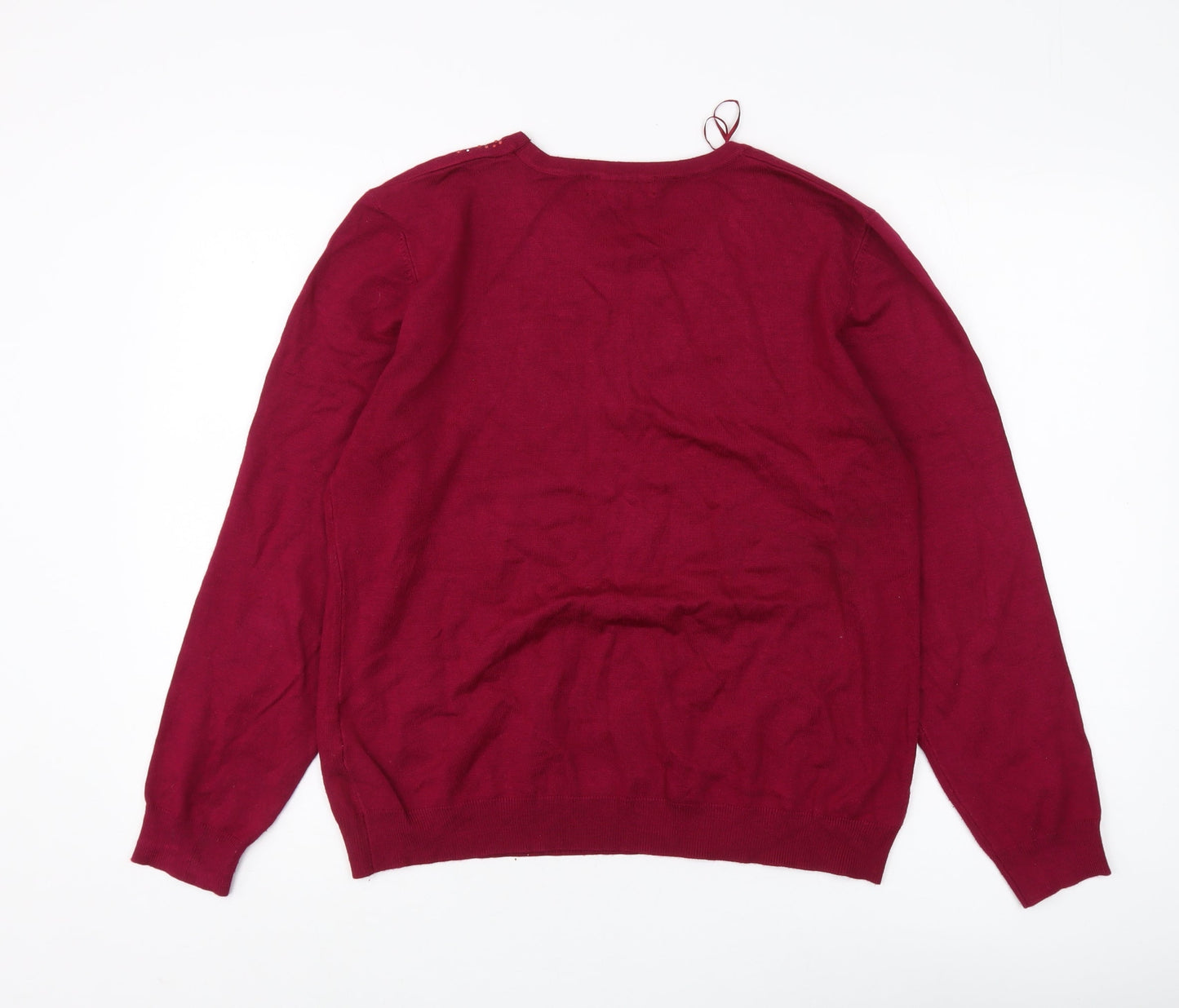 Womens UK Size L Mudflower Red Pullover Jumper