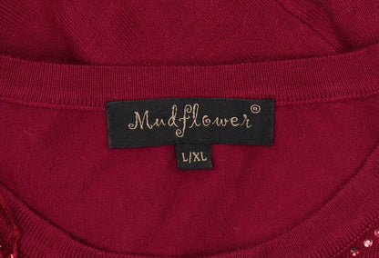 Womens UK Size L Mudflower Red Pullover Jumper