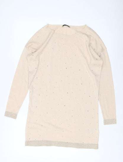Womens UK Size XS Oasis Beige Pullover Jumper