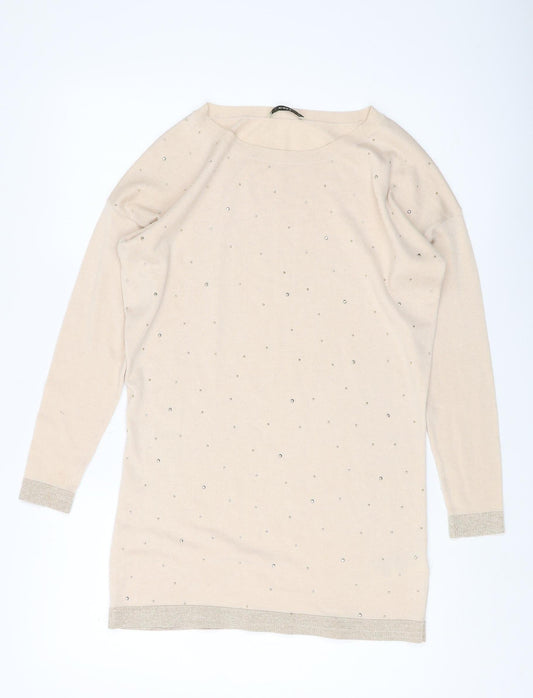 Womens UK Size XS Oasis Beige Pullover Jumper
