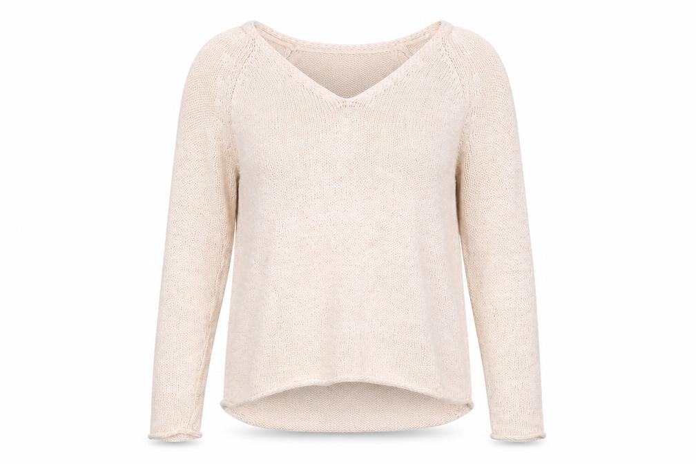 Basic Women's Beige V-Neck Pullover Jumper Size 12